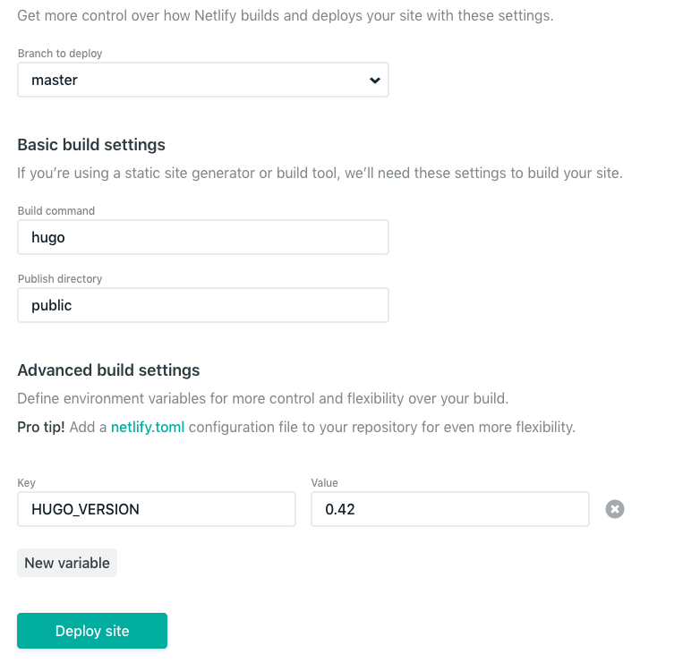 Netlify Hugo Configuration